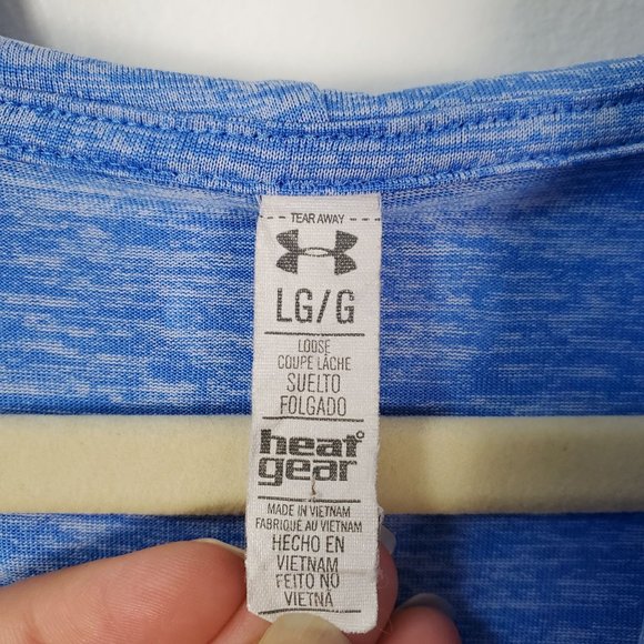Under Armour Shirt Womens Large Blue Hoodie Loose Fit Heat Gear Hooded Athletic - Picture 4 of 9